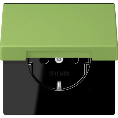 JUNG wandcontactdoos randaarde Safety+ met klapdeksel Les Couleurs vert 31 220 (LC 1520 BFKIKL 220)