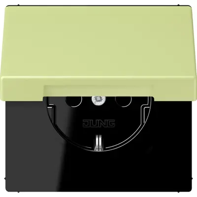 JUNG wandcontactdoos randaarde Safety+ met klapdeksel Les Couleurs vert jaune clair 222 (LC 1520 BFKIKL 222)