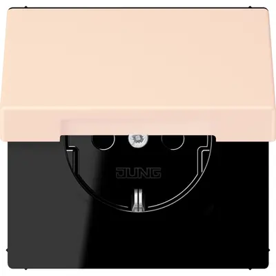 JUNG wandcontactdoos randaarde Safety+ met klapdeksel Les Couleurs orange pale 226 (LC 1520 BFKIKL 226)
