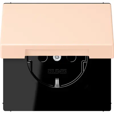 JUNG wandcontactdoos randaarde Safety+ met klapdeksel Les Couleurs rose pale 228 (LC 1520 BFKIKL 228)