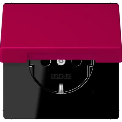 JUNG wandcontactdoos randaarde Safety+ met klapdeksel Les Couleurs rouge rubia 230 (LC 1520 BFKIKL 230)