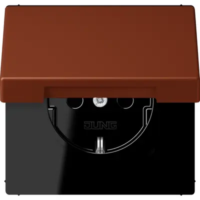 JUNG wandcontactdoos randaarde Safety+ met klapdeksel Les Couleurs terre sienne brulee 59 247 (LC 1520 BFKIKL 247)