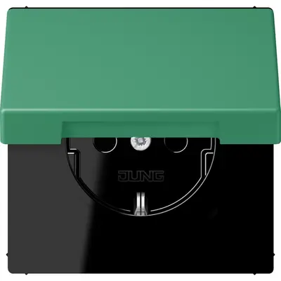 JUNG wandcontactdoos randaarde Safety+ met klapdeksel Les Couleurs vert 59 250 (LC 1520 BFKIKL 250)