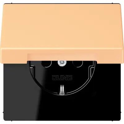 JUNG wandcontactdoos randaarde Safety+ met klapdeksel Les Couleurs terre sienne clair 59 258 (LC 1520 BFKIKL 258)