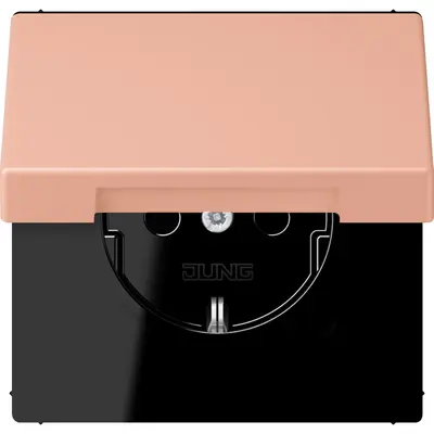JUNG wandcontactdoos randaarde Safety+ met klapdeksel Les Couleurs rose clair 231 (LC 1520 BFKIKL 231)