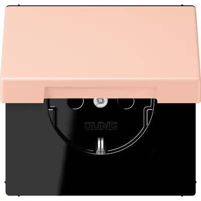 JUNG wandcontactdoos randaarde Safety+ met klapdeksel Les Couleurs l'ocre rouge clair 234 (LC 1520 BFKIKL 234)