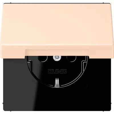 JUNG wandcontactdoos randaarde Safety+ met klapdeksel Les Couleurs terre sienne pale 238 (LC 1520 BFKIKL 238)