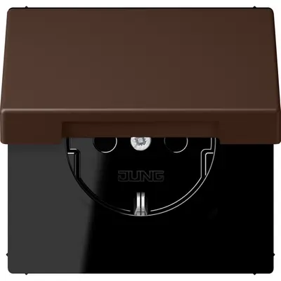 JUNG wandcontactdoos randaarde Safety+ met klapdeksel Les Couleurs terre d'ombre brulee 31 239 (LC 1520 BFKIKL 239)