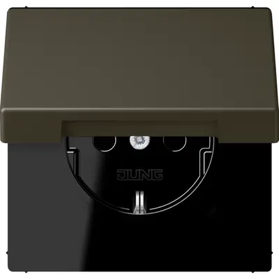 JUNG wandcontactdoos randaarde Safety+ met klapdeksel Les Couleurs ombre naturelle 31 241 (LC 1520 BFKIKL 241)
