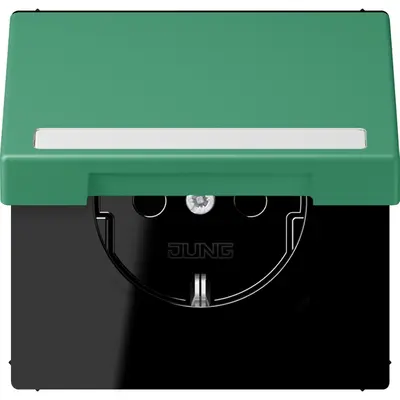 JUNG wandcontactdoos randaarde Safety+ klapdeksel Les Couleurs vert 59 250 (LC 1520 BFNAKL 250)