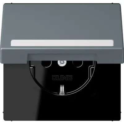 JUNG wandcontactdoos randaarde Safety+ klapdeksel Les Couleurs gris 59 251 (LC 1520 BFNAKL 251)
