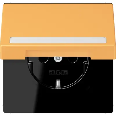 JUNG wandcontactdoos randaarde Safety+ klapdeksel Les Couleurs ocre jaune clair 254 (LC 1520 BFNAKL 254)