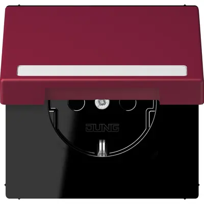 JUNG wandcontactdoos randaarde Safety+ klapdeksel Les Couleurs le rubis 255 (LC 1520 BFNAKL 255)