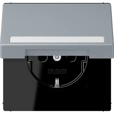 JUNG wandcontactdoos randaarde Safety+ klapdeksel Les Couleurs gris clair 59 257 (LC 1520 BFNAKL 257)