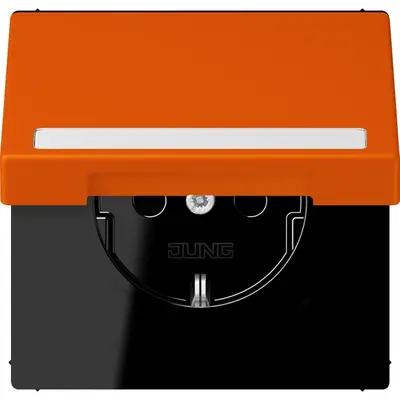 JUNG wandcontactdoos randaarde Safety+ klapdeksel Les Couleurs orange vif 260 (LC 1520 BFNAKL 260)