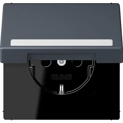 JUNG wandcontactdoos randaarde Safety+ klapdeksel Les Couleurs gris fonce 59 262 (LC 1520 BFNAKL 262)