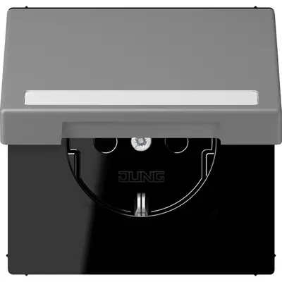 JUNG wandcontactdoos randaarde Safety+ klapdeksel Les Couleurs gris 31 203 (LC 1520 BFNAKL 203)