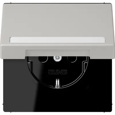 JUNG wandcontactdoos randaarde Safety+ klapdeksel Les Couleurs gris clair 31 205 (LC 1520 BFNAKL 205)