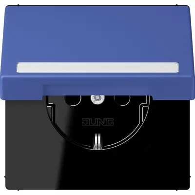 JUNG wandcontactdoos randaarde Safety+ klapdeksel Les Couleurs bleu outremer 31 206 (LC 1520 BFNAKL 206)