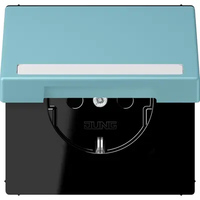 JUNG wandcontactdoos randaarde Safety+ klapdeksel Les Couleurs ceruleen moyen 213 (LC 1520 BFNAKL 213)