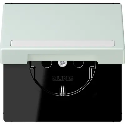 JUNG wandcontactdoos randaarde Safety+ klapdeksel Les Couleurs ceruleen pale 215 (LC 1520 BFNAKL 215)