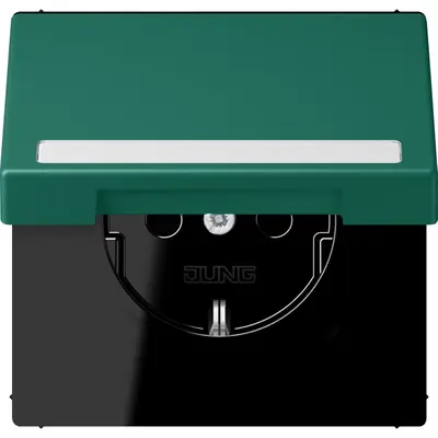 JUNG wandcontactdoos randaarde Safety+ klapdeksel Les Couleurs vert anglais 216 (LC 1520 BFNAKL 216)