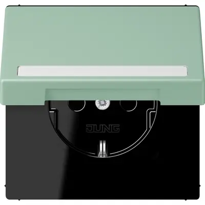 JUNG wandcontactdoos randaarde Safety+ klapdeksel Les Couleurs vert anglais clair 217 (LC 1520 BFNAKL 217)
