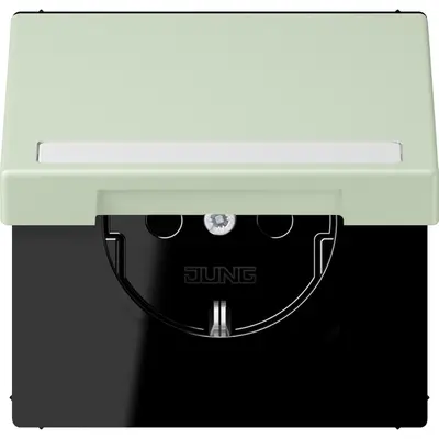 JUNG wandcontactdoos randaarde Safety+ klapdeksel Les Couleurs vert anglais pale 218 (LC 1520 BFNAKL 218)