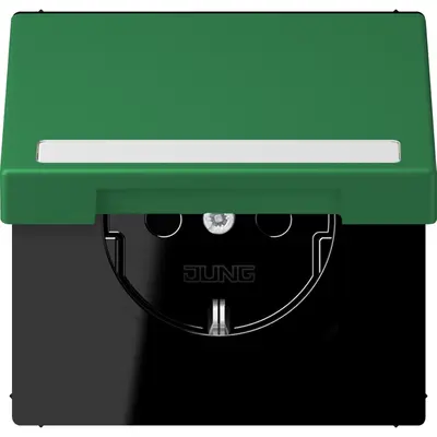 JUNG wandcontactdoos randaarde Safety+ klapdeksel Les Couleurs vert fonce 219 (LC 1520 BFNAKL 219)
