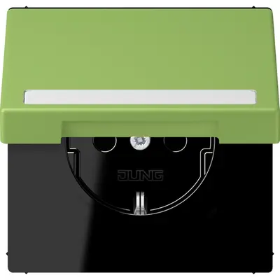 JUNG wandcontactdoos randaarde Safety+ klapdeksel Les Couleurs vert 31 220 (LC 1520 BFNAKL 220)