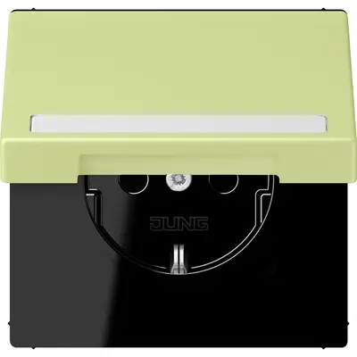 JUNG wandcontactdoos randaarde Safety+ klapdeksel Les Couleurs vert jaune clair 222 (LC 1520 BFNAKL 222)