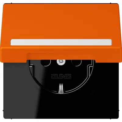 JUNG wandcontactdoos randaarde Safety+ klapdeksel Les Couleurs orange 224 (LC 1520 BFNAKL 224)