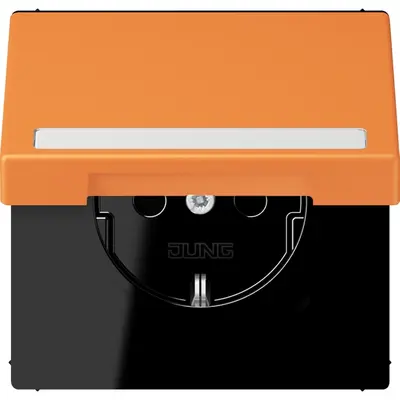 JUNG wandcontactdoos randaarde Safety+ klapdeksel Les Couleurs orange clair 225 (LC 1520 BFNAKL 225)