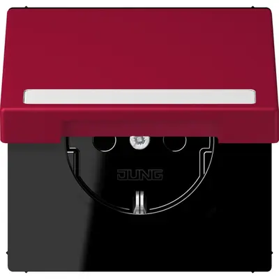 JUNG wandcontactdoos randaarde Safety+ klapdeksel Les Couleurs rouge carmin 229 (LC 1520 BFNAKL 229)
