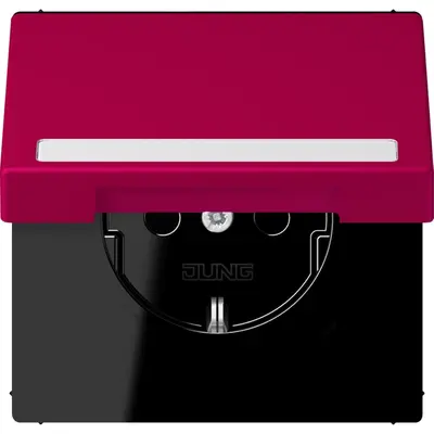 JUNG wandcontactdoos randaarde Safety+ klapdeksel Les Couleurs rouge rubia 230 (LC 1520 BFNAKL 230)