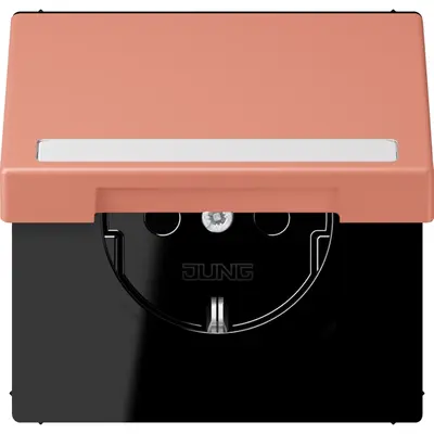 JUNG wandcontactdoos randaarde Safety+ klapdeksel Les Couleurs l'ocre rouge moyen 233 (LC 1520 BFNAKL 233)