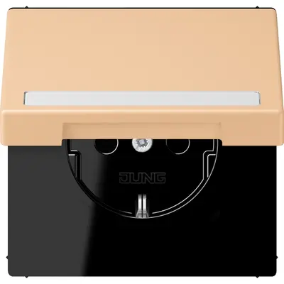 JUNG wandcontactdoos randaarde Safety+ klapdeksel Les Couleurs terre sienne claire 31 237 (LC 1520 BFNAKL 237)