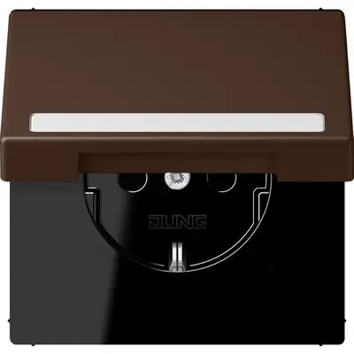 JUNG wandcontactdoos randaarde Safety+ klapdeksel Les Couleurs terre d'ombre brulee 31 239 (LC 1520 BFNAKL 239)