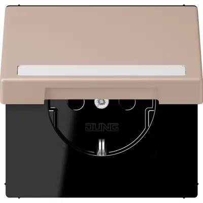 JUNG wandcontactdoos randaarde Safety+ klapdeksel Les Couleurs ombre brulee claire 240 (LC 1520 BFNAKL 240)