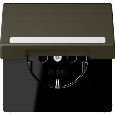 JUNG wandcontactdoos randaarde Safety+ klapdeksel Les Couleurs ombre naturelle 31 241 (LC 1520 BFNAKL 241)