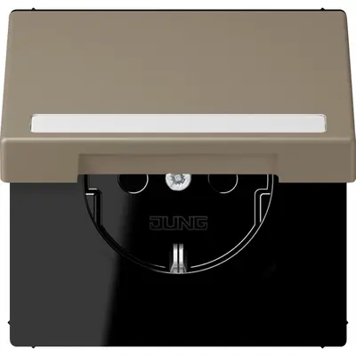 JUNG wandcontactdoos randaarde Safety+ klapdeksel Les Couleurs ombre naturelle moyenne 242 (LC 1520 BFNAKL 242)