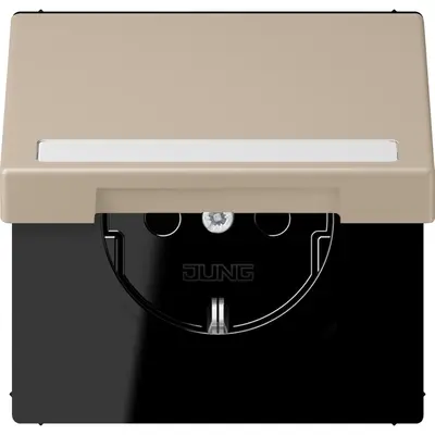 JUNG wandcontactdoos randaarde Safety+ klapdeksel Les Couleurs ombre naturelle claire 243 (LC 1520 BFNAKL 243)