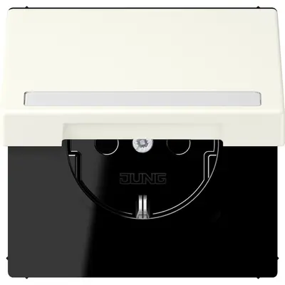 JUNG wandcontactdoos randaarde Safety+ klapdeksel Les Couleurs blanc ivoire 245 (LC 1520 BFNAKL 245)