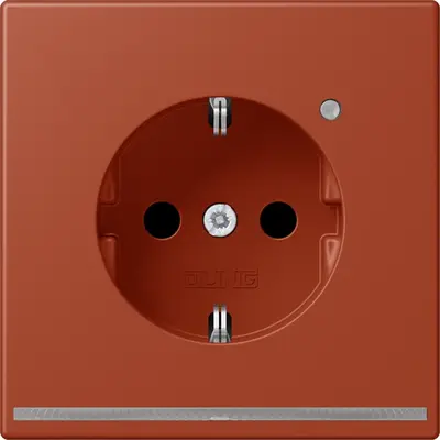 JUNG wandcontactdoos randaarde met LED-orientatieverlichting en lichtsensor Les Couleurs l'ocre rouge 232 (LC 1520-O LNW 232)