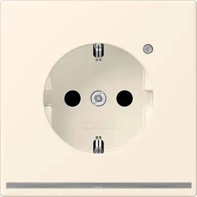 JUNG wandcontactdoos randaarde met LED-orientatieverlichting en lichtsensor Les Couleurs blanc ivoire 245 (LC 1520-O LNW 245)