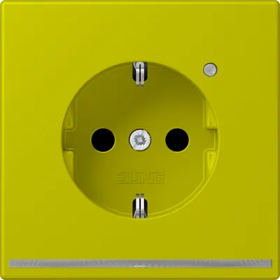 JUNG wandcontactdoos randaarde met LED-orientatieverlichting en lichtsensor Les Couleurs vert olive vif 249 (LC 1520-O LNW 249)