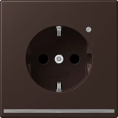 JUNG wandcontactdoos randaarde met LED-orientatieverlichting en lichtsensor Les Couleurs terre d'ombre brulee 59 252 (LC 1520-O LNW 252)