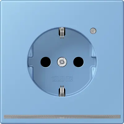 JUNG wandcontactdoos randaarde met LED-orientatieverlichting en lichtsensor Les Couleurs bleu ceruleen 59 256 (LC 1520-O LNW 256)