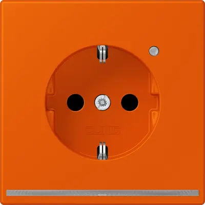 JUNG wandcontactdoos randaarde met LED-orientatieverlichting en lichtsensor Les Couleurs orange vif 260 (LC 1520-O LNW 260)