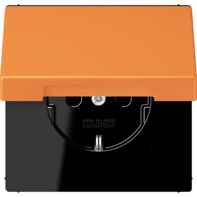 JUNG wandcontactdoos randaarde met klapdeksel Les Couleurs orange clair 225 (LC 1520 NBFKL 225)